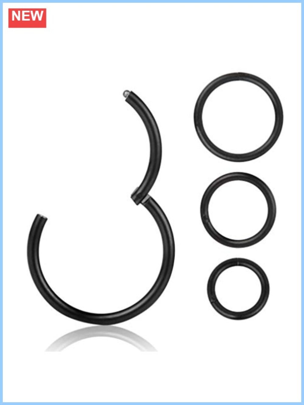 16G Surgical Steel Seamless Clicker Hoop Earrings 4pc Set
